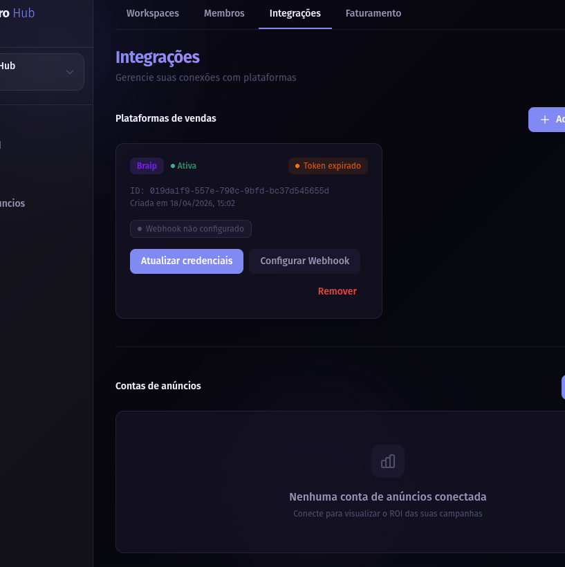 Card com token expirado
