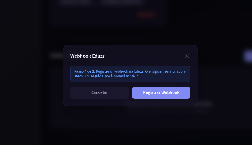 Passo 1 de 2 — Registrar webhook