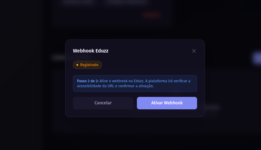 Passo 2 de 2 — Ativar webhook