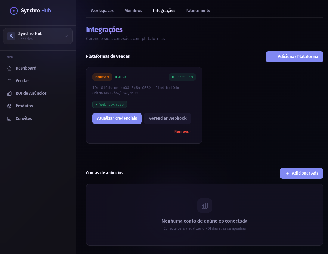 Integração com webhook ativo
